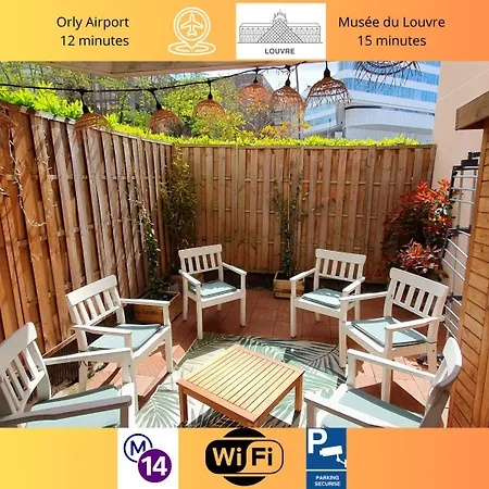 Cosy'n Paris - Parking Secure - Metro 14 - Wifi - Terrace - Premium Bedding Apartment *