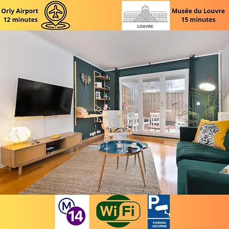 Cosy'n Paris - Parking Secure - Metro 14 - Wifi - Terrace - Premium Bedding Apartment *